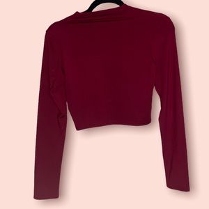 Maroon Long-sleeve Crop Top